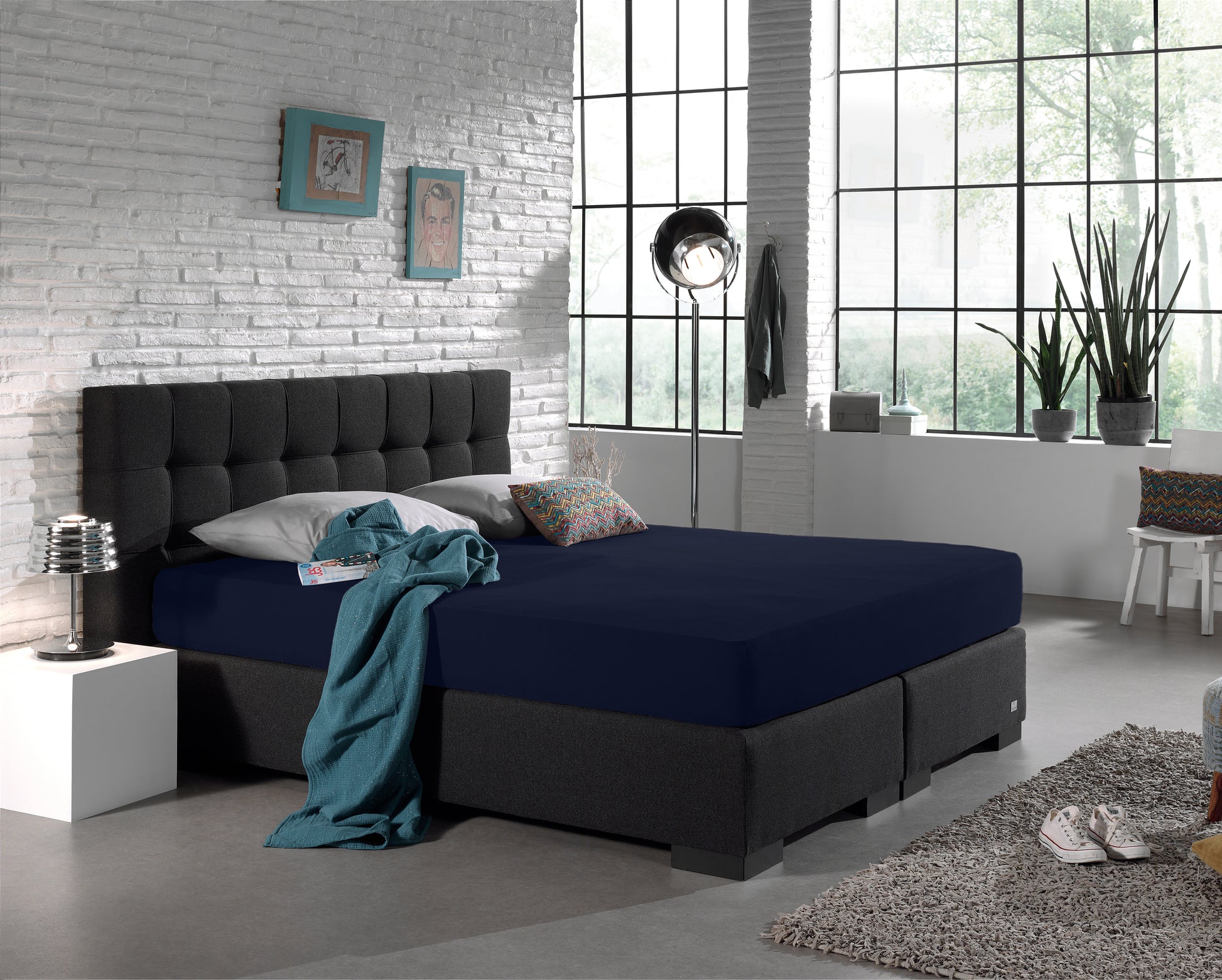 Enkel Jersey 135 gr. Hoeslaken Indigo