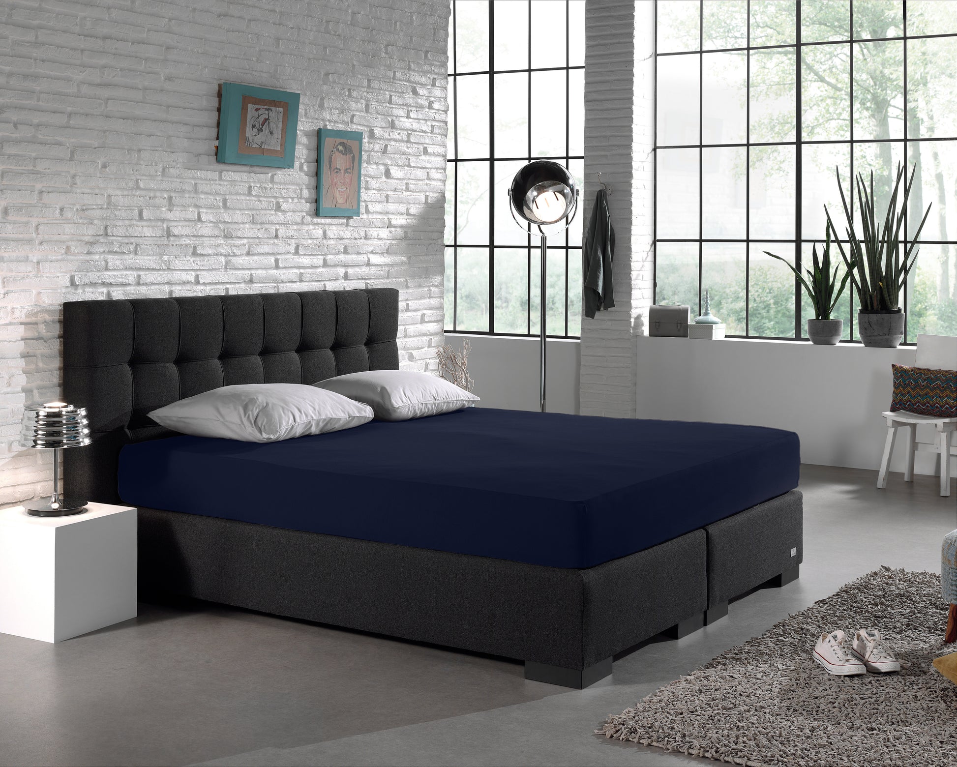 Enkel Jersey 135 gr. Hoeslaken Indigo