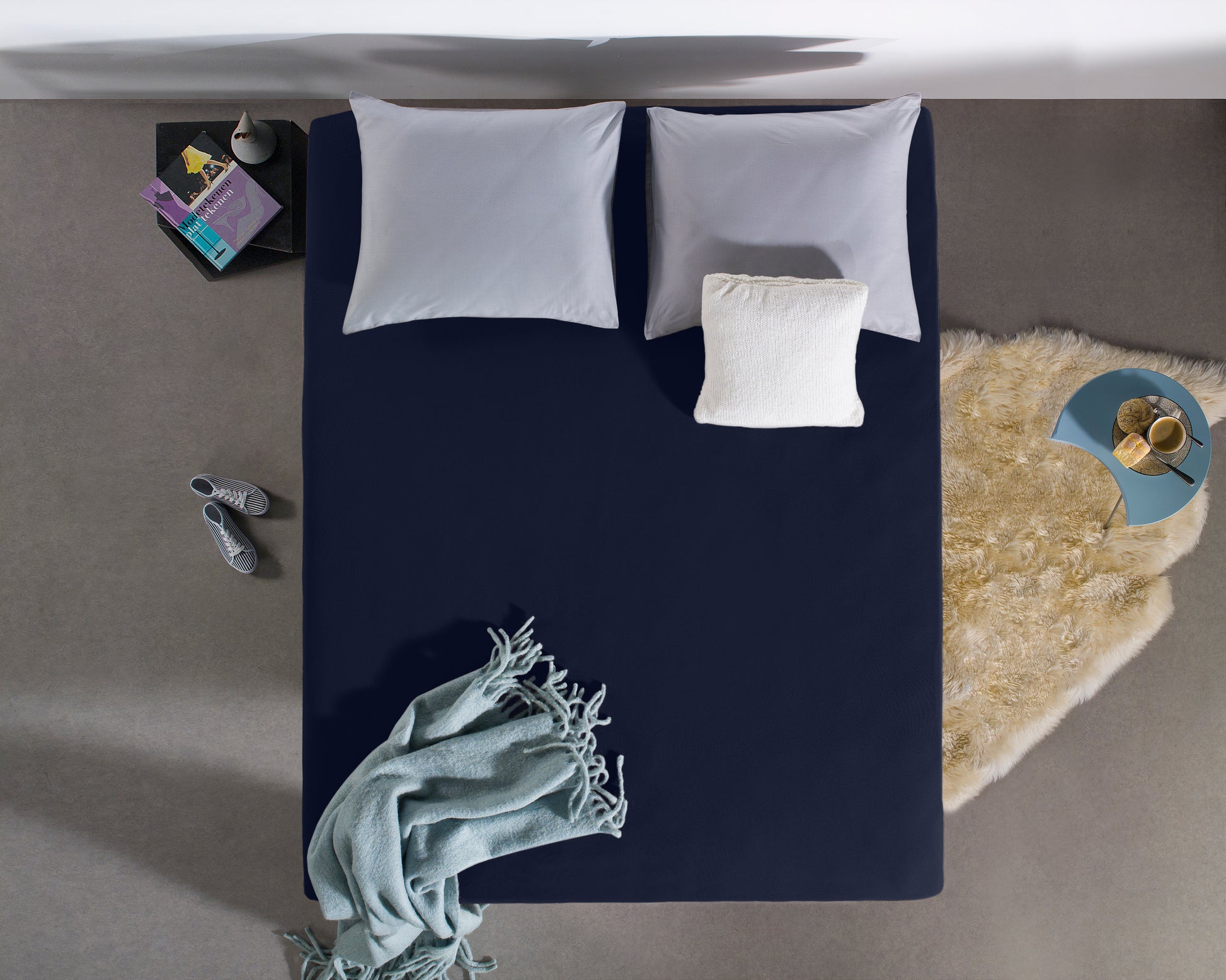 Enkel Jersey 135 gr. Hoeslaken Indigo